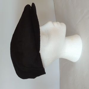 Amicale Camel Hair Newsboy Cap Snap Front Quilt Lining L/XL Black